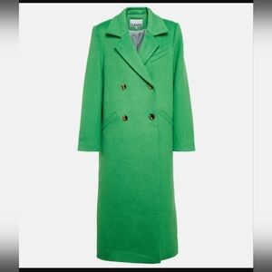 Ganni Vibrant Green Trench Coat
